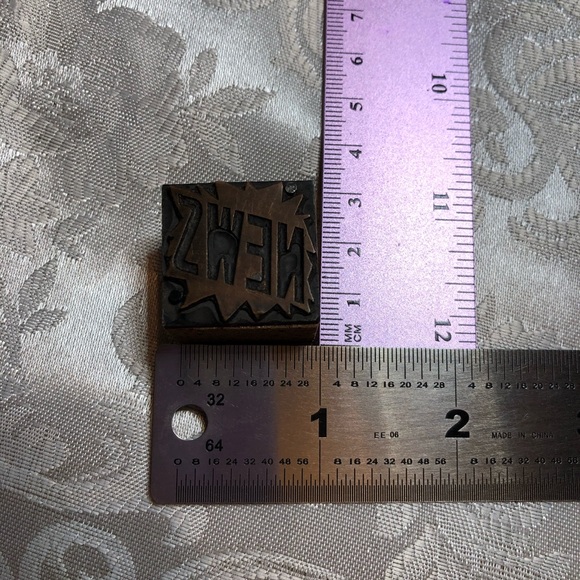 Antique Wooden Print Block Copper News - Picture 4 of 7